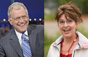 Sarah Palin watches Late Nite With David Letterman